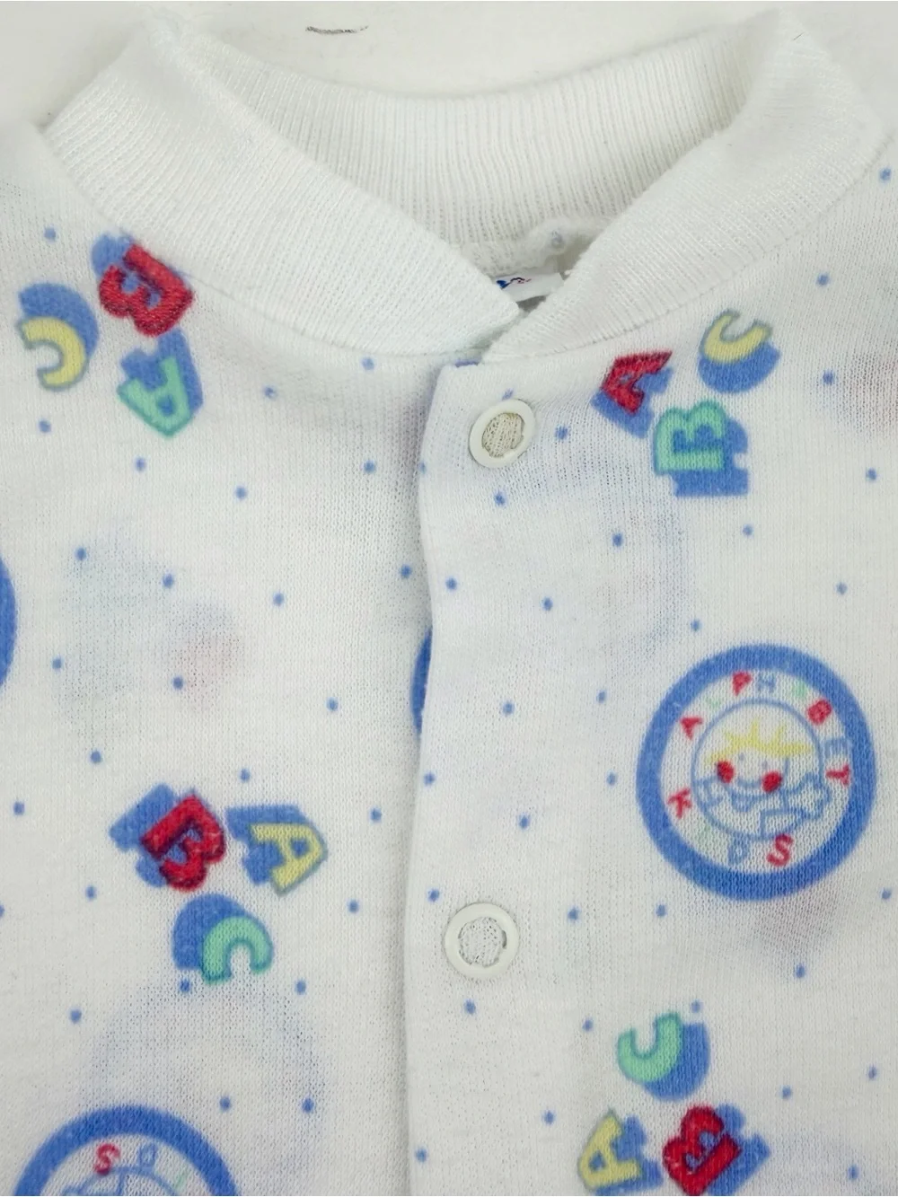 Vintage Alexis Newborn Infant Footed Sleeper White ABC’s Alphabet Kids